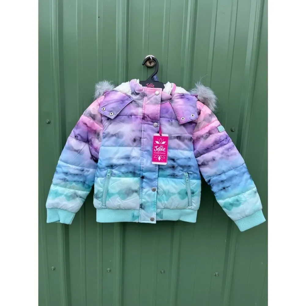 Girls Justice Matte Puffer Bomber Coat Size XS